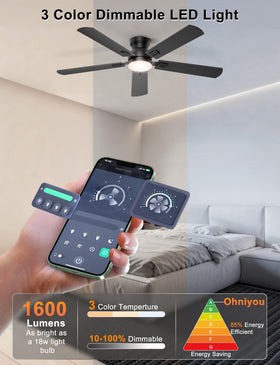 Ohniyou quiet DC motor delivers strong airflow with near-silent operation.