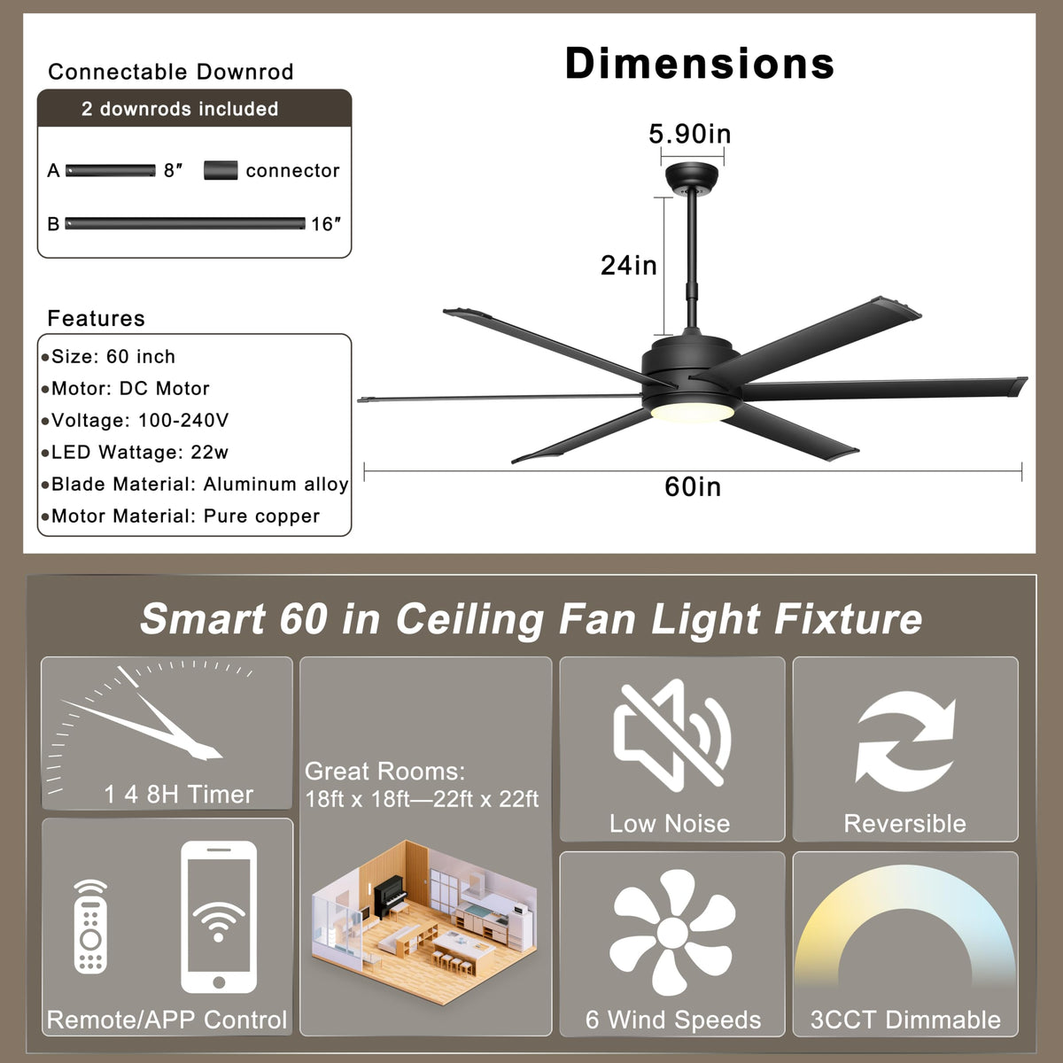 Ohniyou 30dB silent operation keeps spaces peaceful and relaxed.