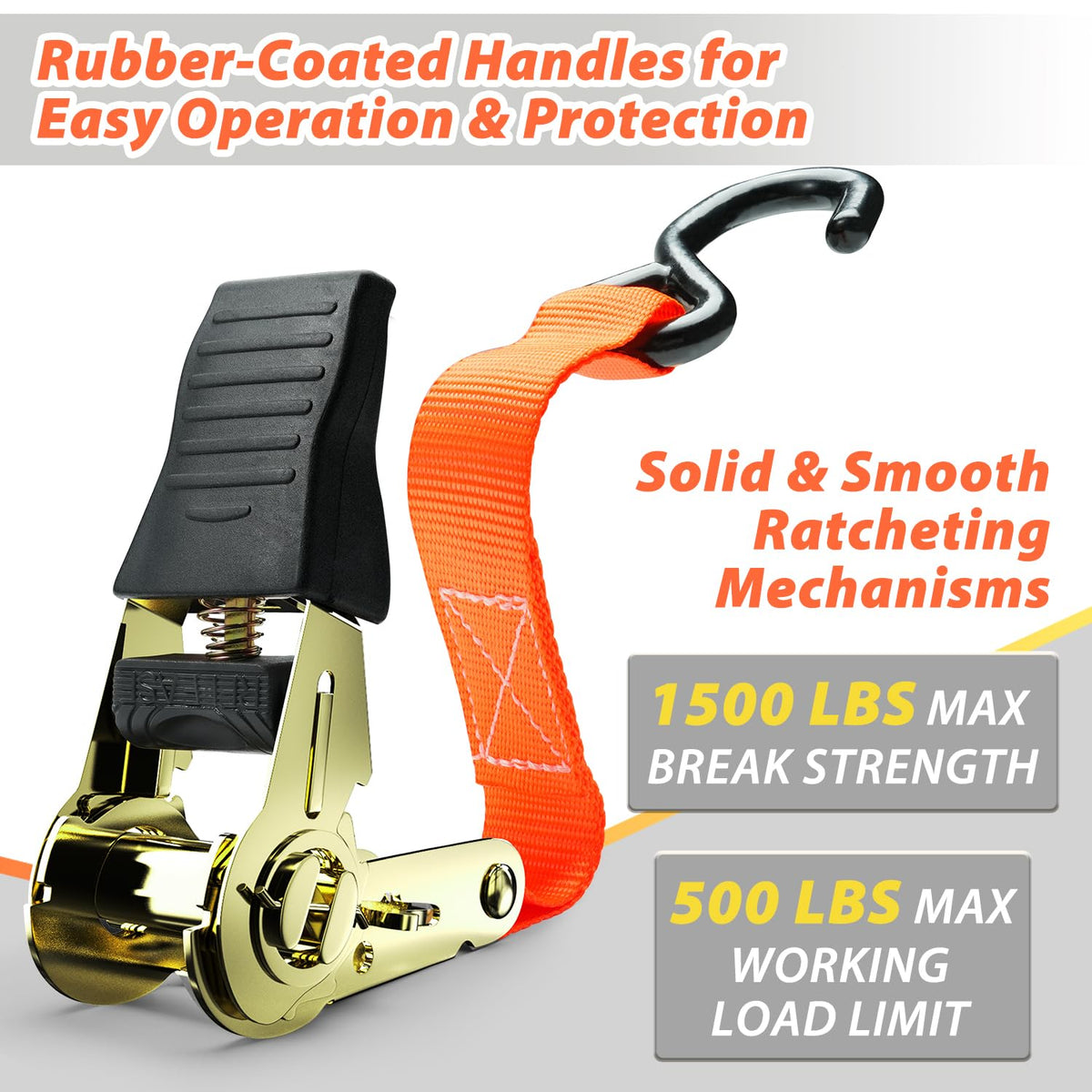 Ohuhu ratchet tie down strap 500 lb capacity ensures sturdy cargo control