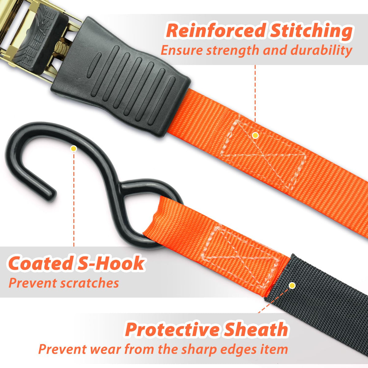 Ohuhu S-hook rubber-coated to protect cargo finishes
