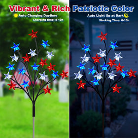 Ohwewant red white blue diamond stars glow, close-up view for celebrations.