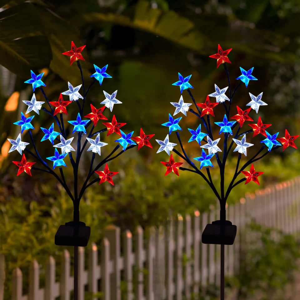 Ohwewant solar 4th of July star pathway light for outdoor garden displays.