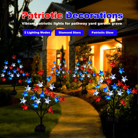 Ohwewant patriotic star path light with adjustable stake for versatile placement.