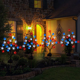 Ohwewant outdoor star pathway light shining along a patio or walkway.