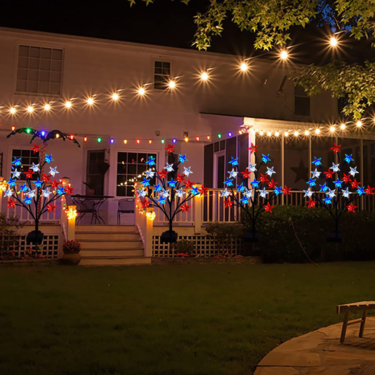 Ohwewant star pathway light used beside a memorial garden for subtle illumination.