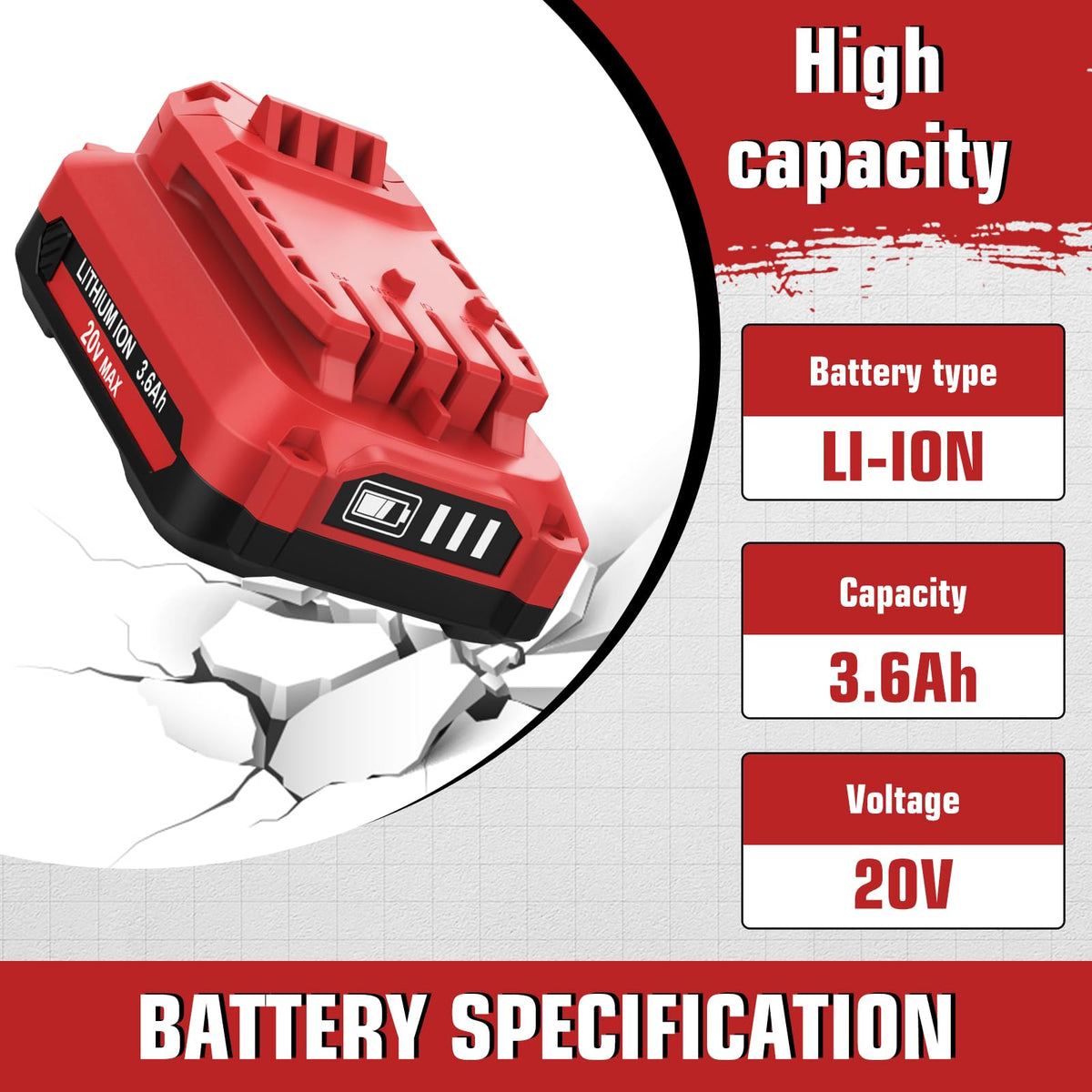 OHYES BAT 2-pack 20V battery side view lightweight design