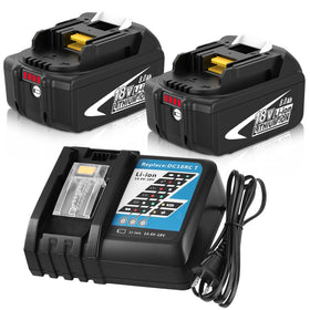 OHYES BAT 2-pack BL1860B front view for extended Makita power