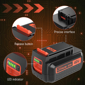 OHYES BAT 40V battery LED indicator shows remaining charge.