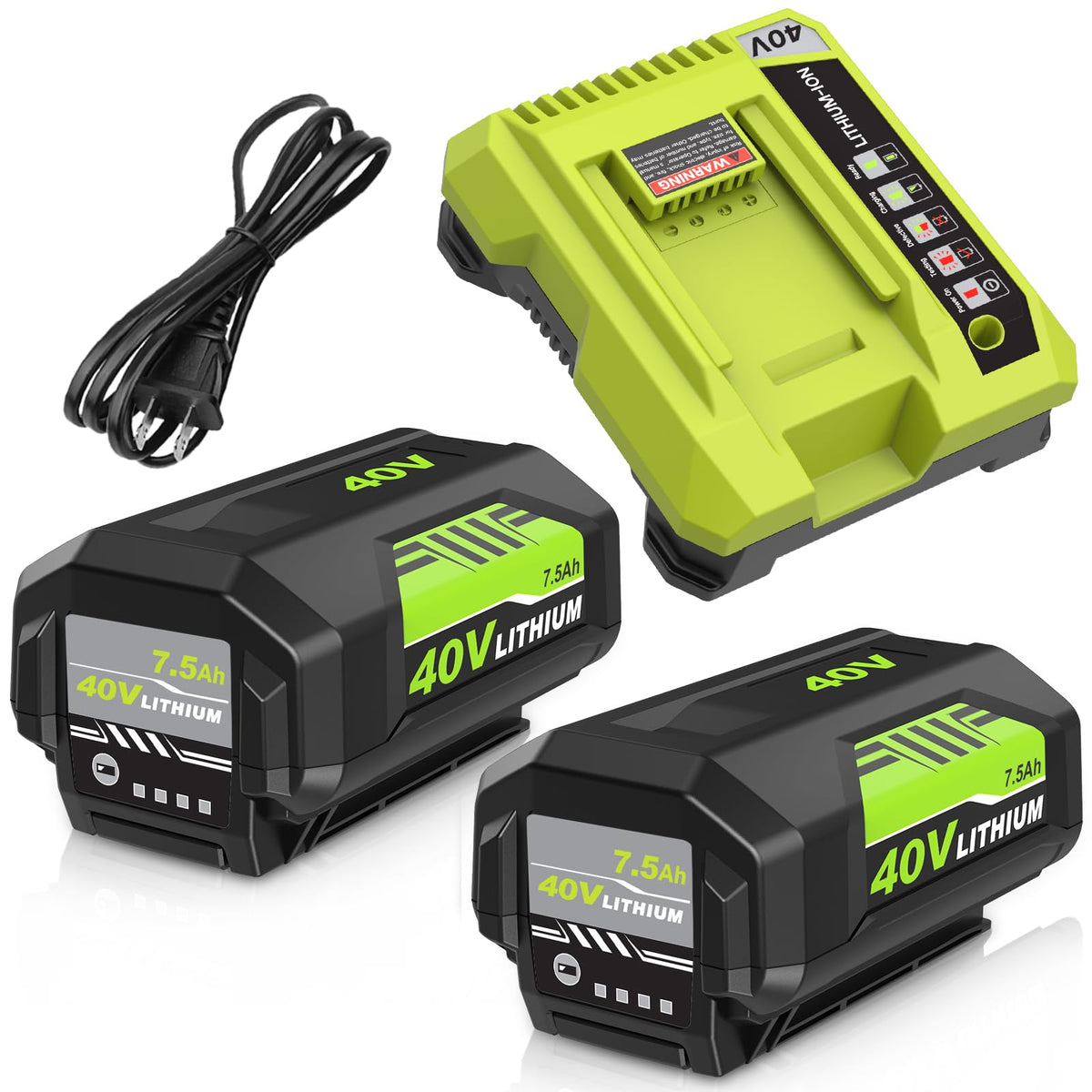 OHYES BAT 40V battery pack with 7.5Ah capacity for extended Ryobi tool sessions.