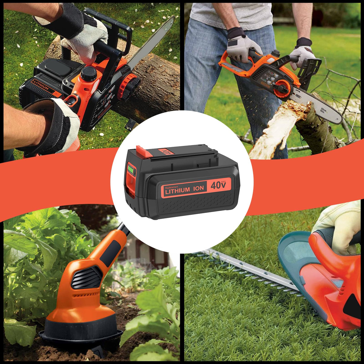 OHYES BAT 40V battery side profile demonstrates compact design for storage.