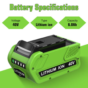 OHYES BAT 40V battery side view highlighting slim profile for easy tool fit.