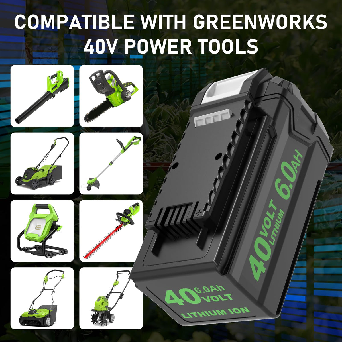 OHYES BAT on Greenworks tools for improved uptime.