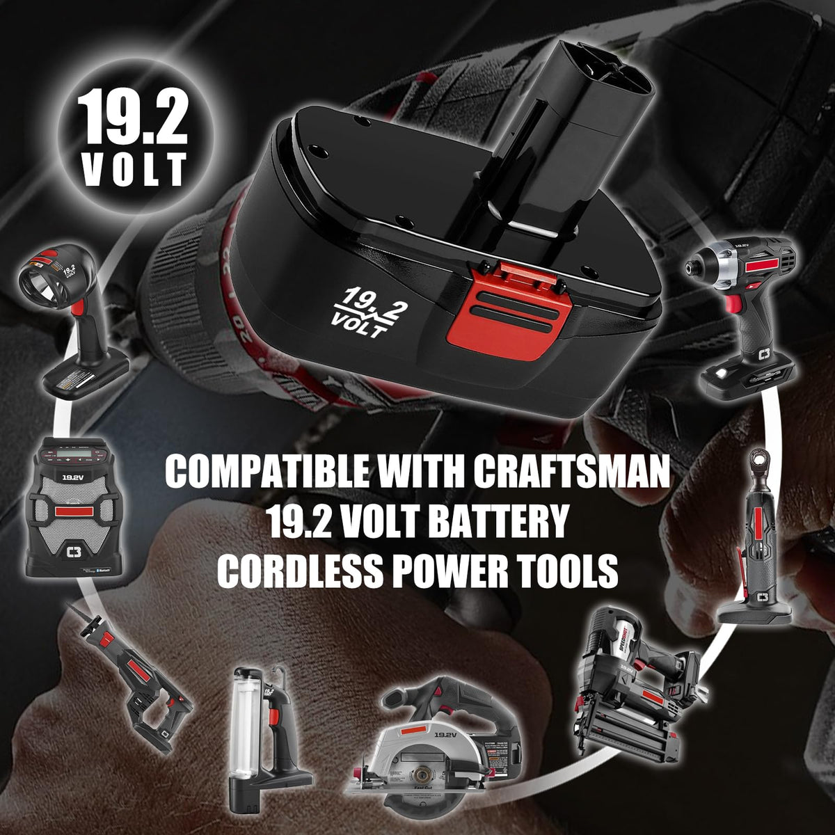 OHYES BAT C3 pack in box ready for Craftsman replacement, two batteries included.
