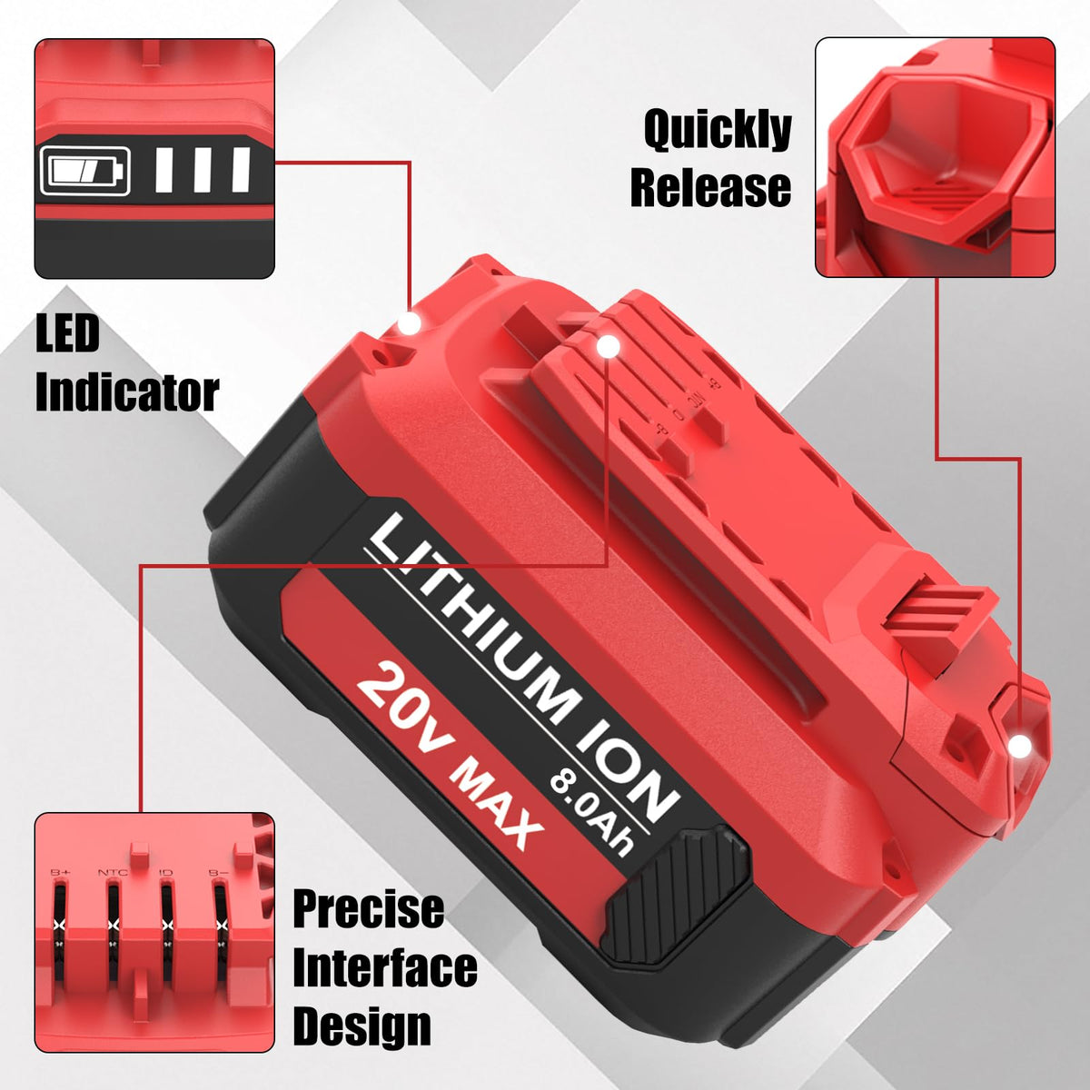 OHYES BAT LED charge indicator for easy monitoring.