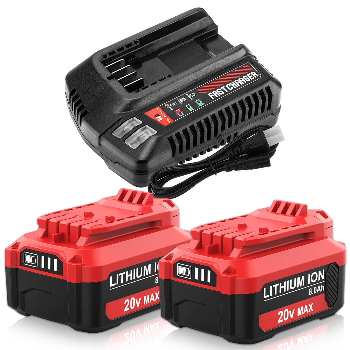 OHYES BAT two-pack 20V 8Ah batteries for extended cordless runtime.