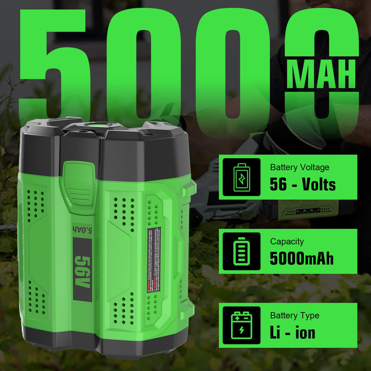 OHYES BAT 5000mAh capacity battery with LED indicator
