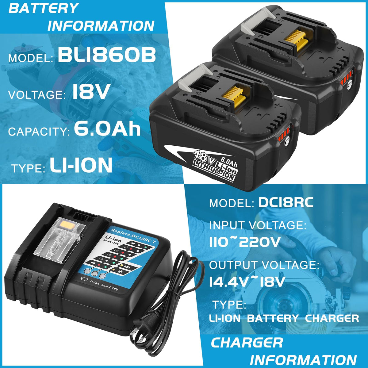 OHYES BAT battery side label clearly shows 6000mAh capacity and compatibility.