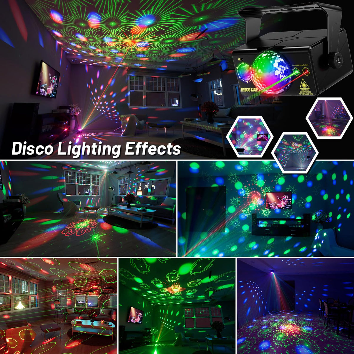 OIEZISRO RGB dance light beam creates dynamic effects synchronized to music