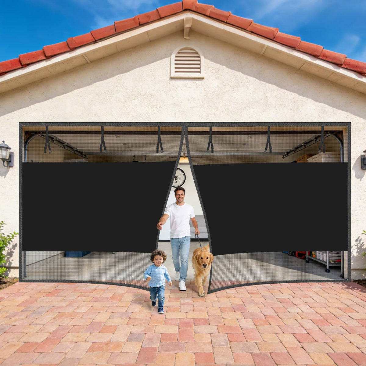 Oiyeefo garage screen 2-car magnetic closure for seamless access