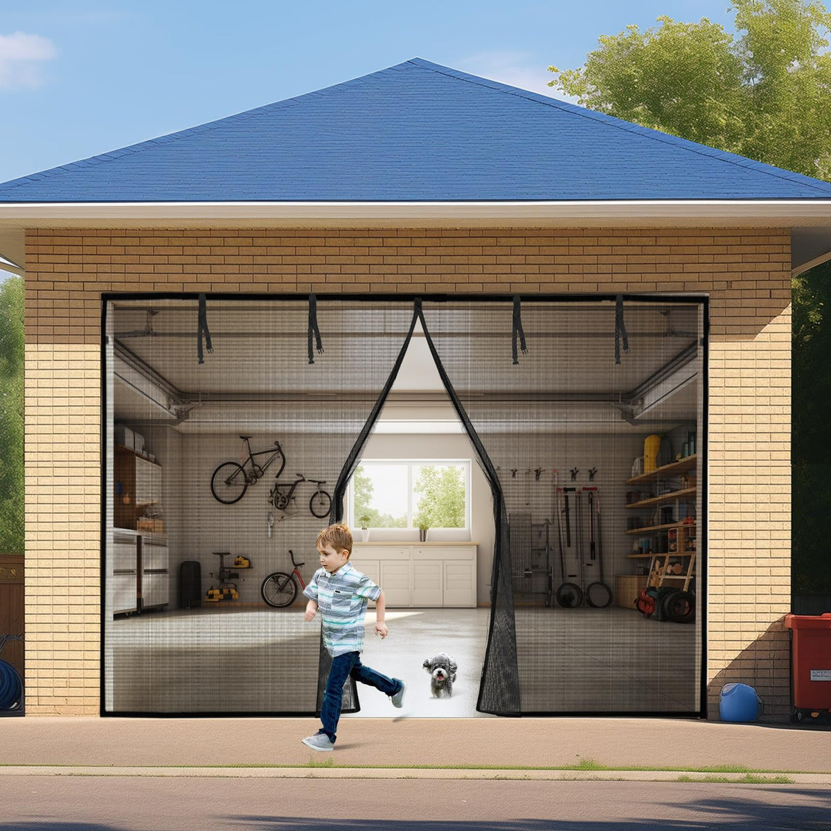 Oiyeefo garage screen 9x8ft full view keeps pests out while ventilating