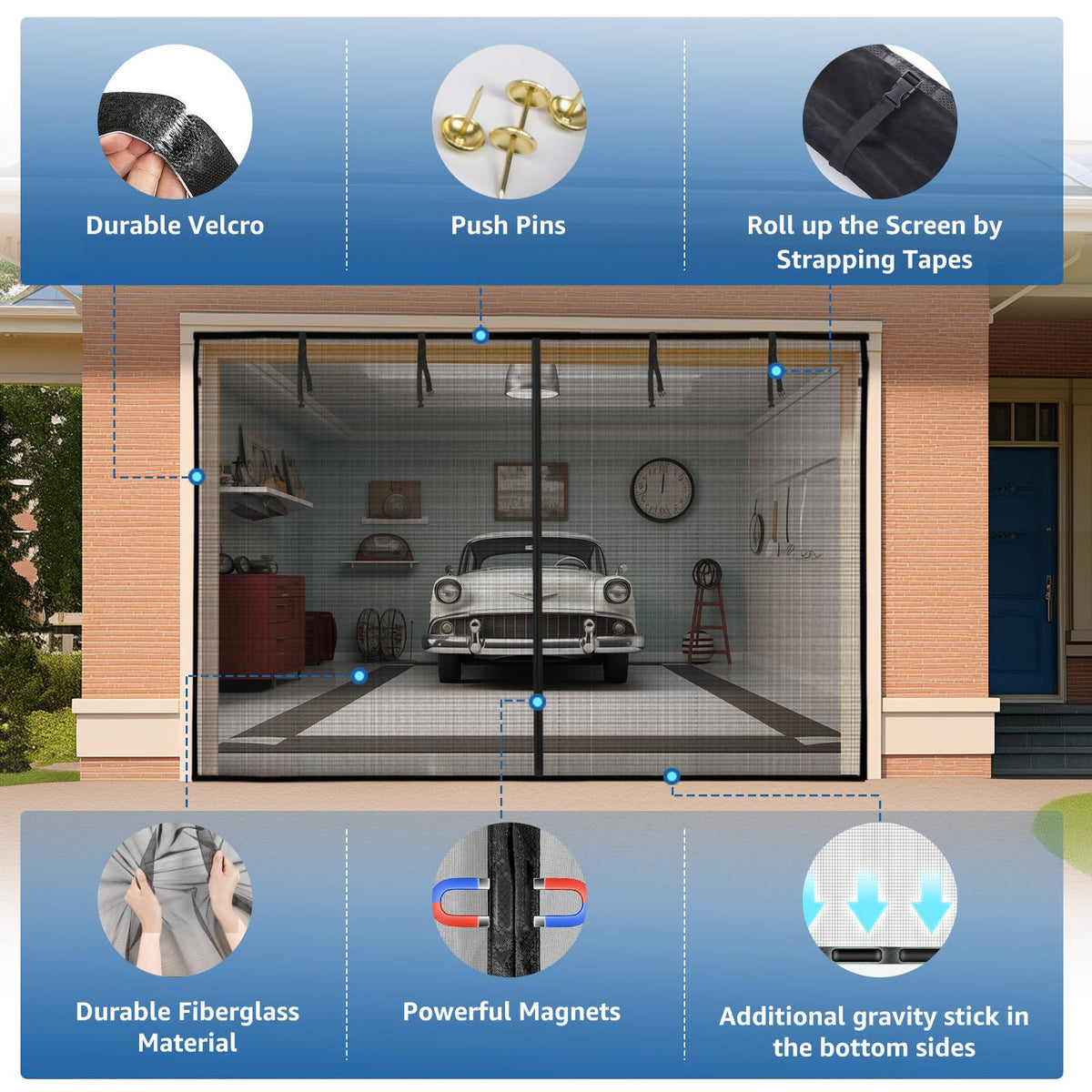 Oiyeefo garage screen durable-tear-resistant fabric stands up to use