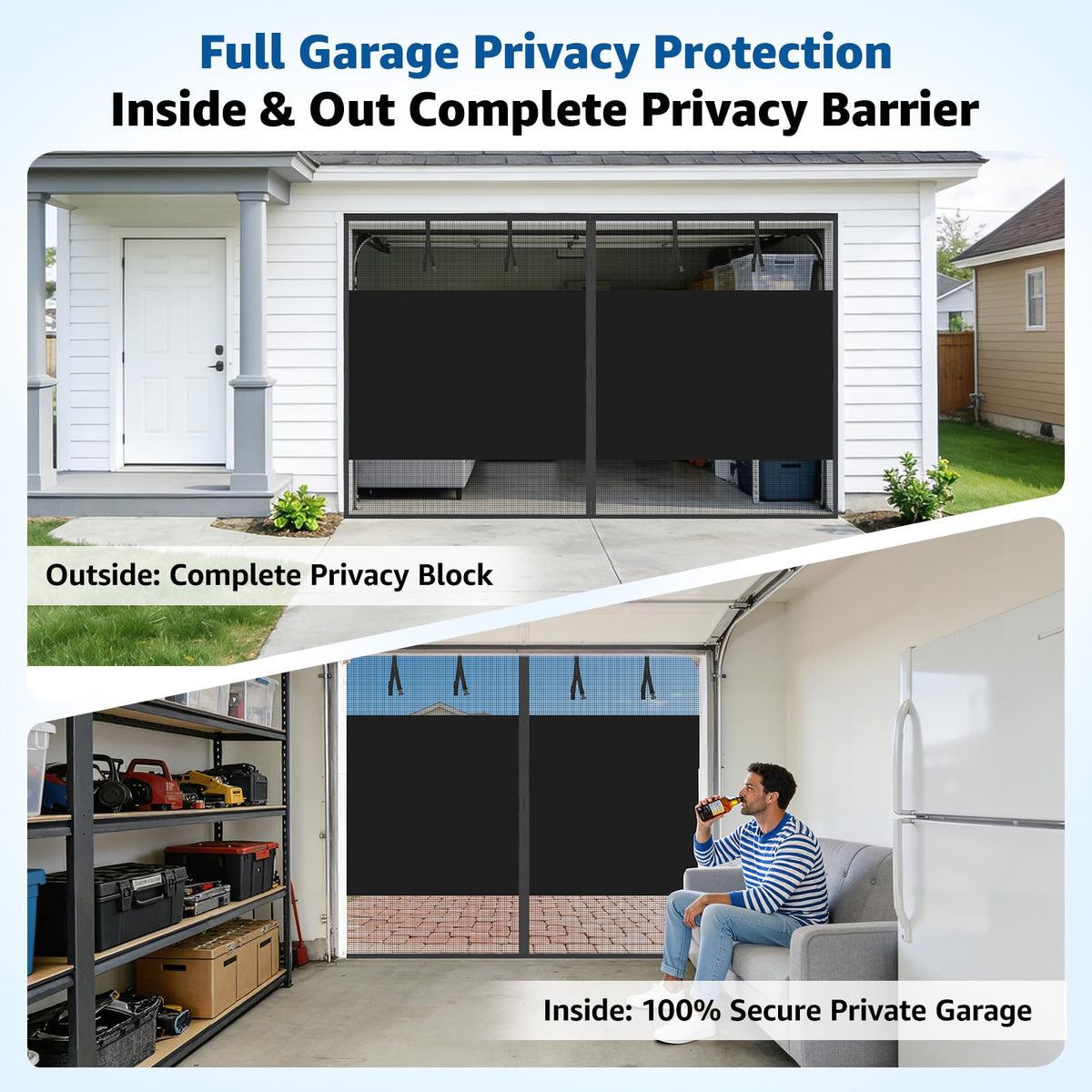 Oiyeefo privacy mesh blocks outside views while letting light in