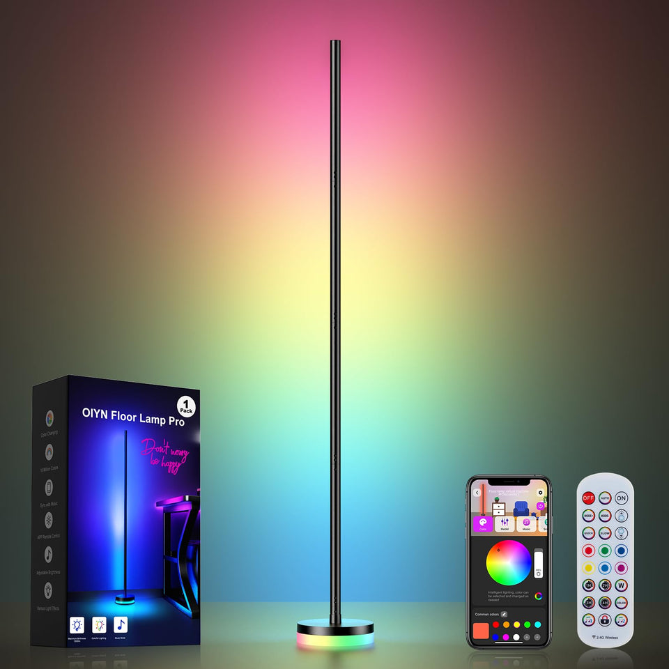OIYN Corner Floor Lamp shows a 56-inch height ideal for broad-room lighting