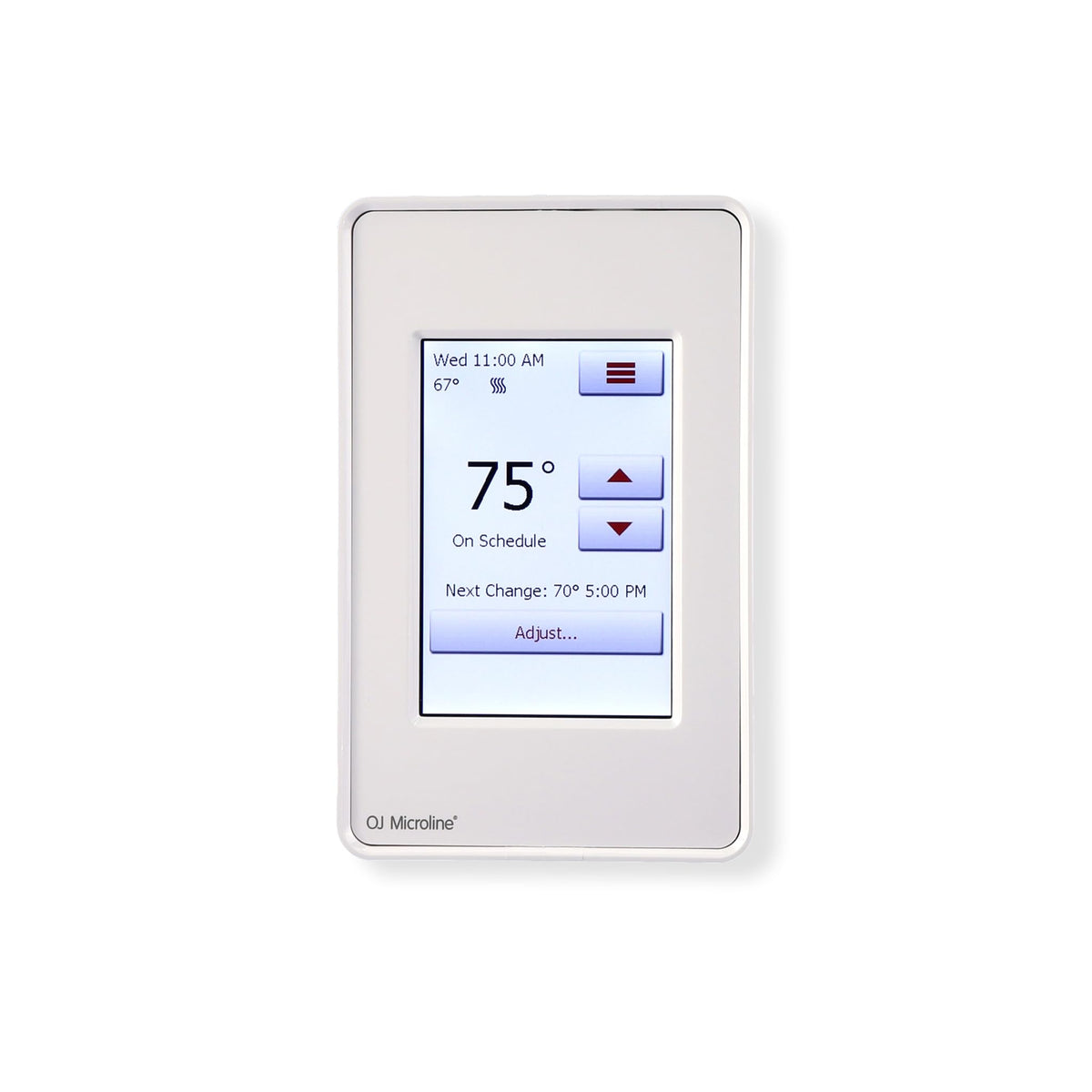 OJ Microline UDG4 touchscreen front view for precise floor heating control.