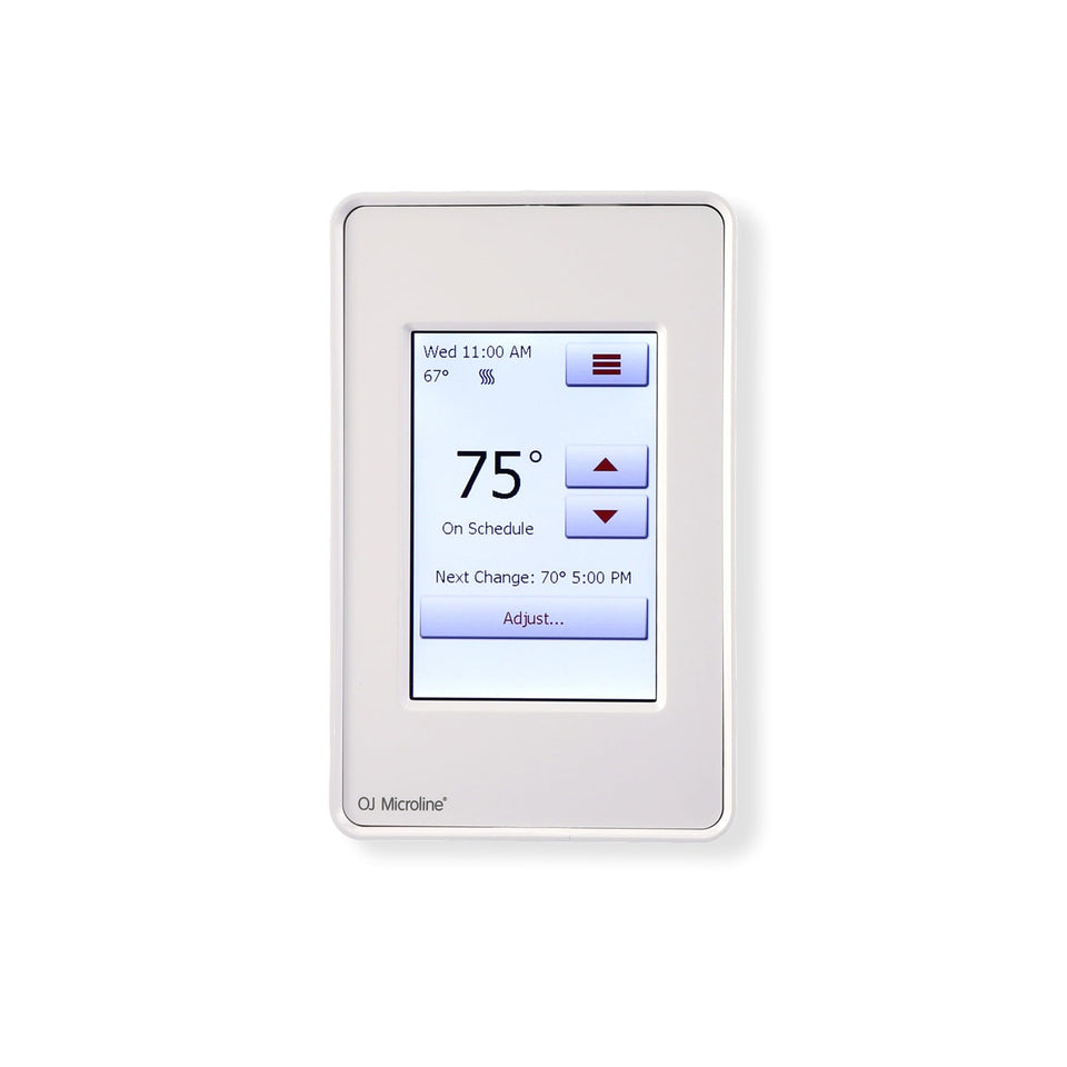 OJ Microline UDG4 touchscreen front view for precise floor heating control.