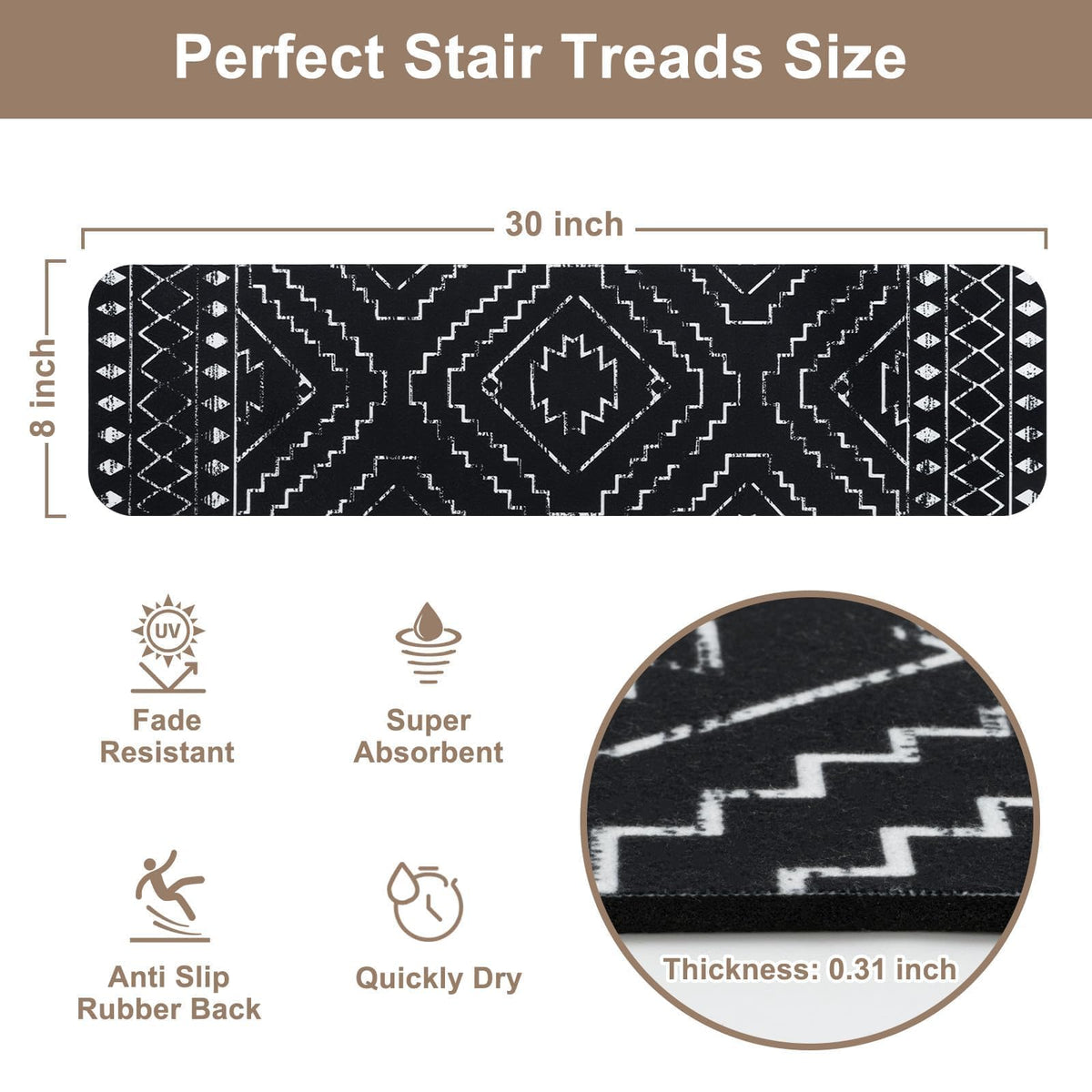 OJIA Boho stair treads leave no residue when repositioned or removed.