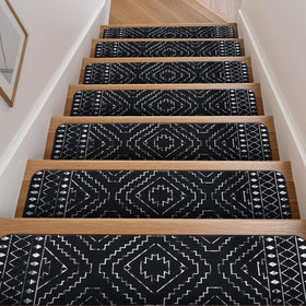 OJIA Boho stair treads with nonslip back keep stairs secure and stable.