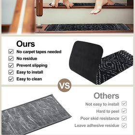 OJIA Boho stair treads help quiet footsteps on wooden stairs.