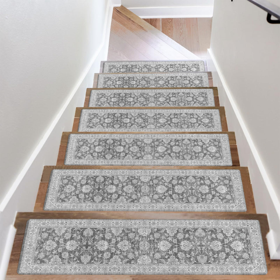 OJIA extra non-slip stair treads installed on wooden steps for safer daily use.