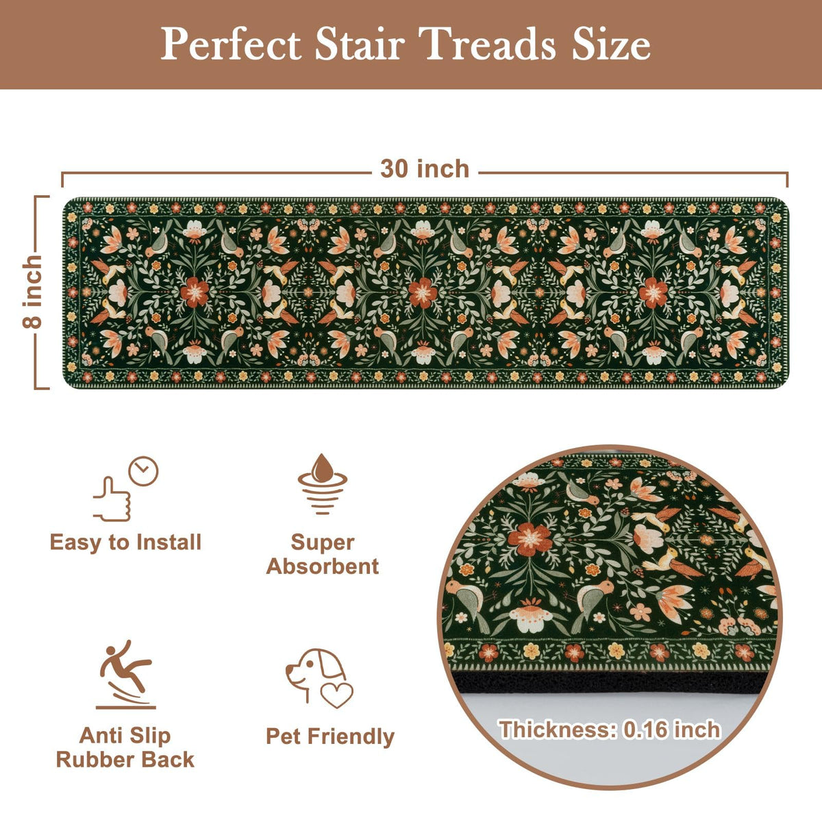 OJIA Floral Stair Treads ideal for kids, elders and pets