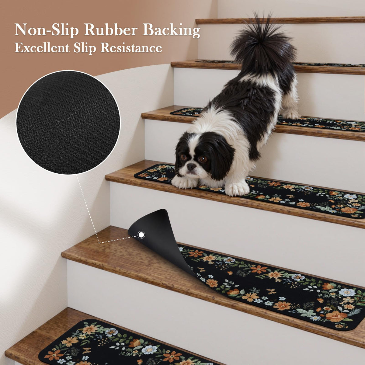 OJIA treads with non-slip backing prevent slips on smooth surfaces.