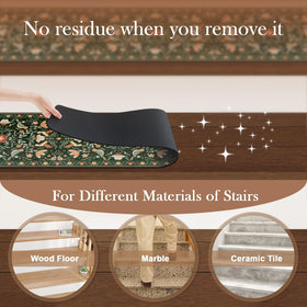 OJIA Floral Stair Treads shown on wooden stairs with cushioned feel