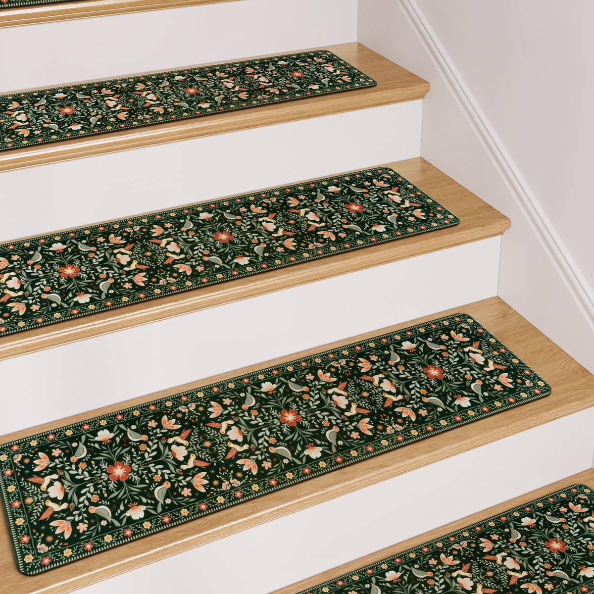OJIA Floral Stair Treads come in a 15-piece set
