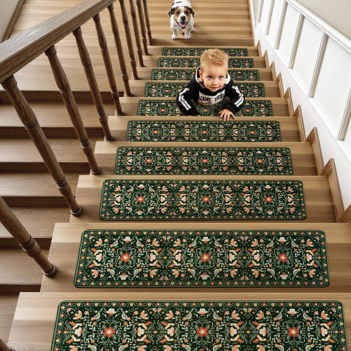 OJIA Floral Stair Treads are residue-free and easy to reposition