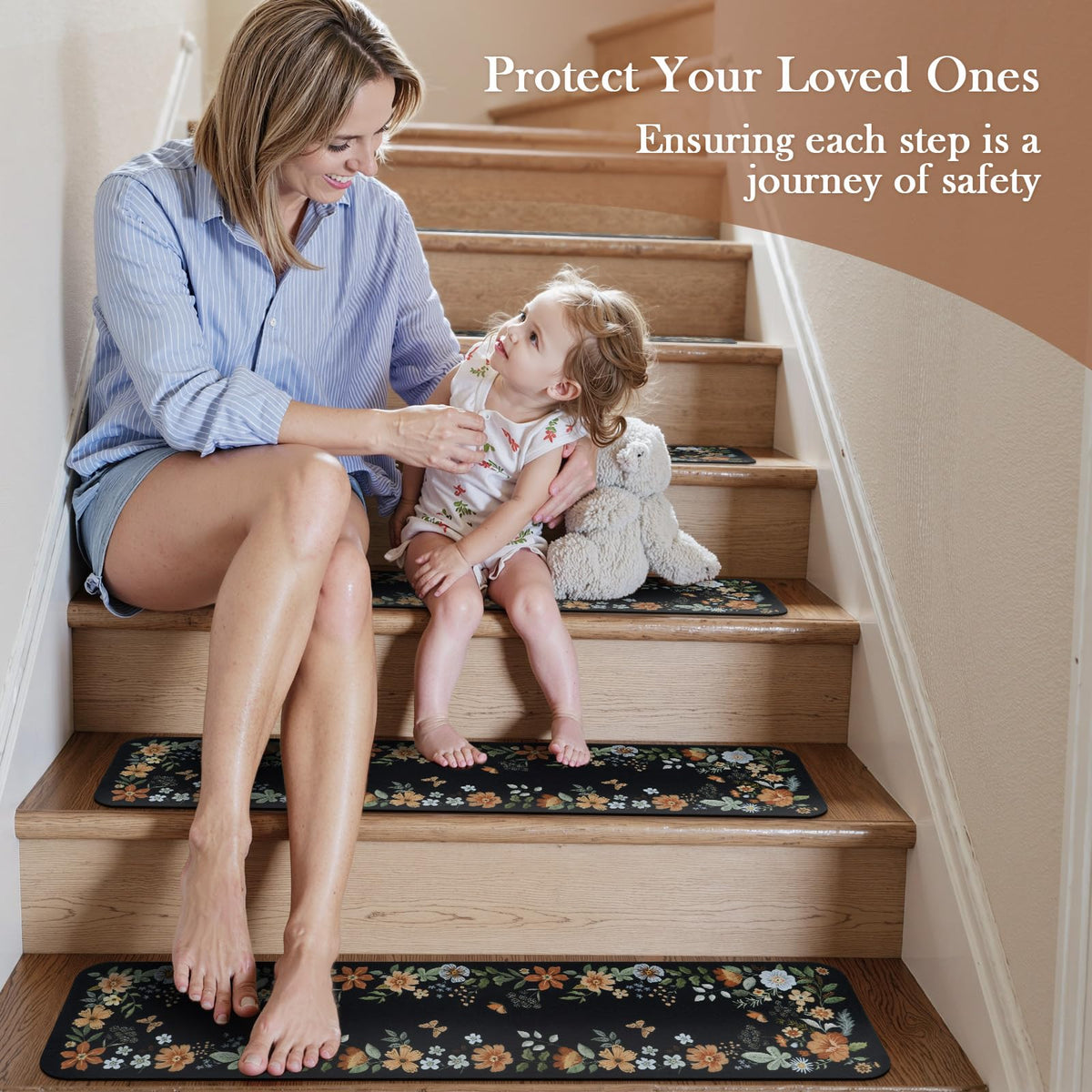 OJIA soft cushioned footing for stairs provides comfortable steps.