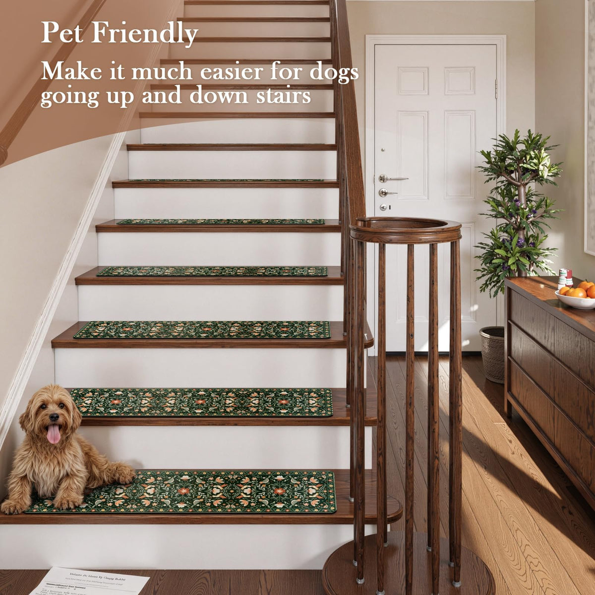 OJIA Floral Stair Treads provide a soft, quiet, cushioned step