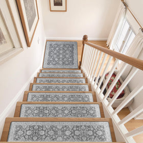 OJIA gray square stair tread showing edge protection for paint.