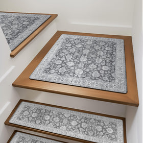 OJIA non-slip stair treads on gray with rubber backing for secure footing.