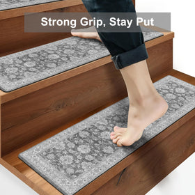 OJIA gray stair treads on marble surface with sleek fit.