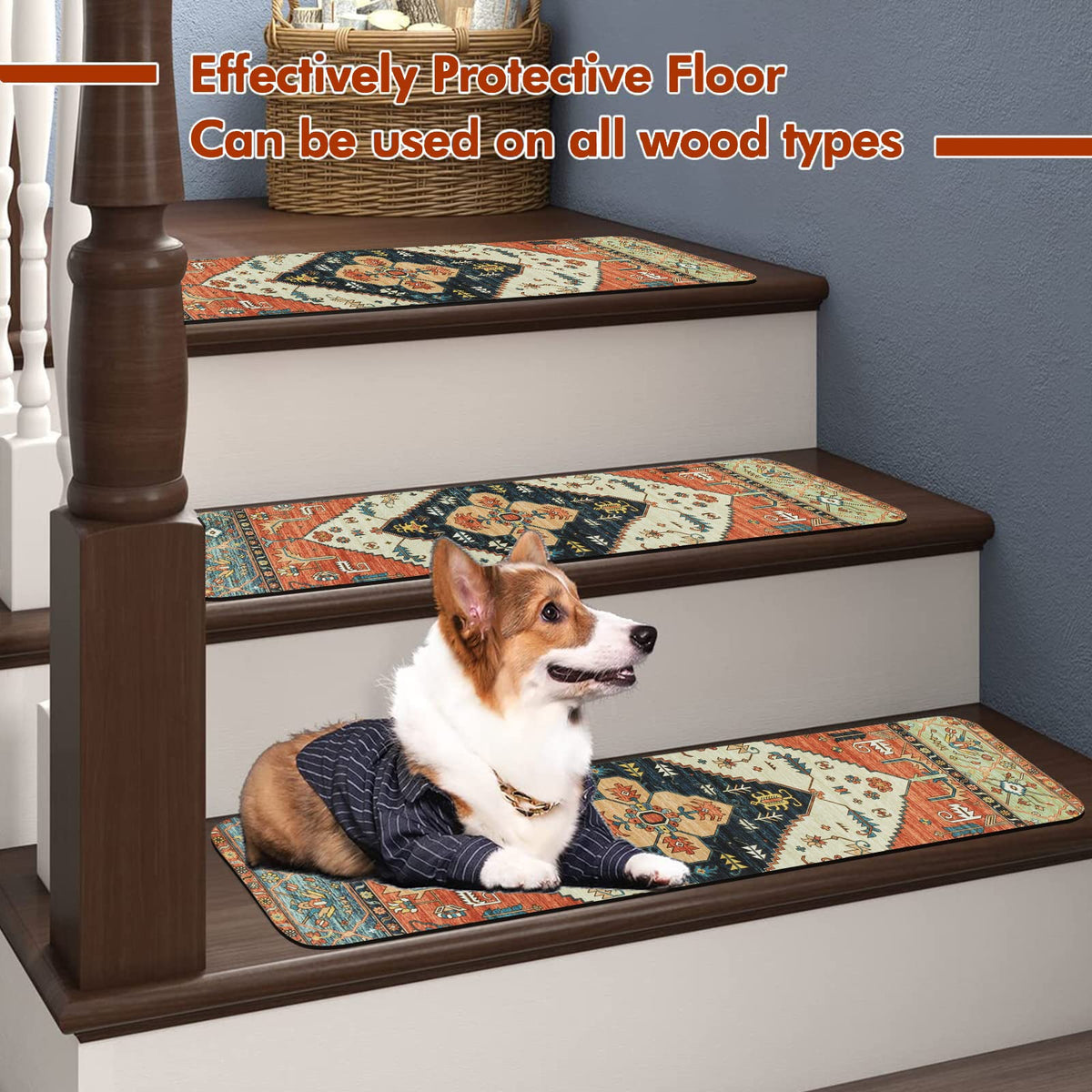 OJIA stair treads protect wooden surfaces from paw and foot wear