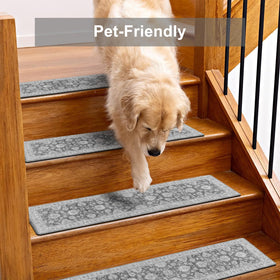 OJIA stair treads reduce stair noise for pets and people.