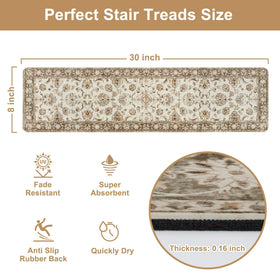 OJIA non-slip backing keeps beige stair treads secure on stairs.