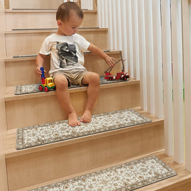 OJIA beige stair treads protect wood paint and minimize scratches.