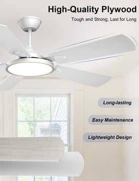 OJX ceiling fan with interchangeable pull-down rods for flexible mounting.