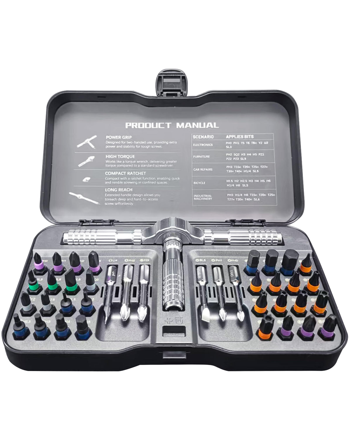 OK DIAMOND 42-in-1 ratchet set in a compact case for quick organization