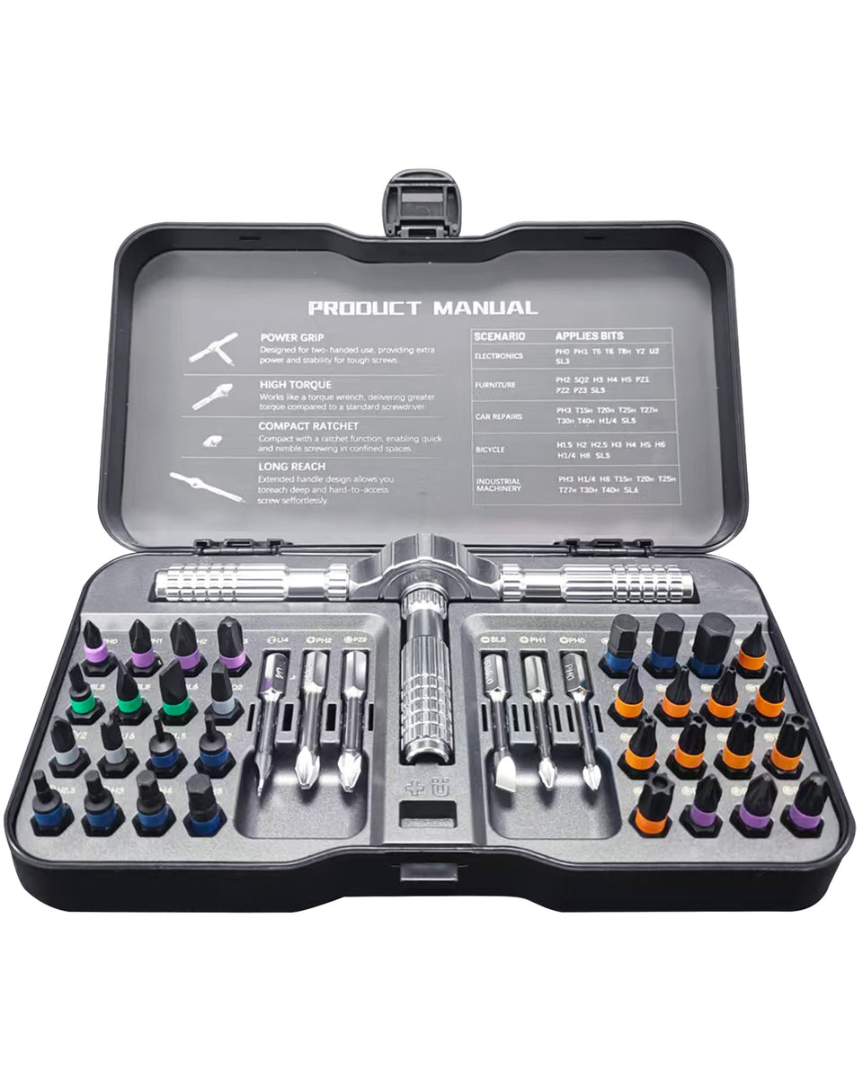 OK DIAMOND 42-in-1 ratchet set in a compact case for quick organization